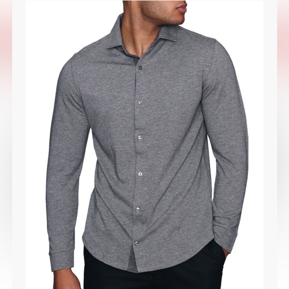 Tailorbyrd Gray Button Placket Shirt - Picture 1 of 9